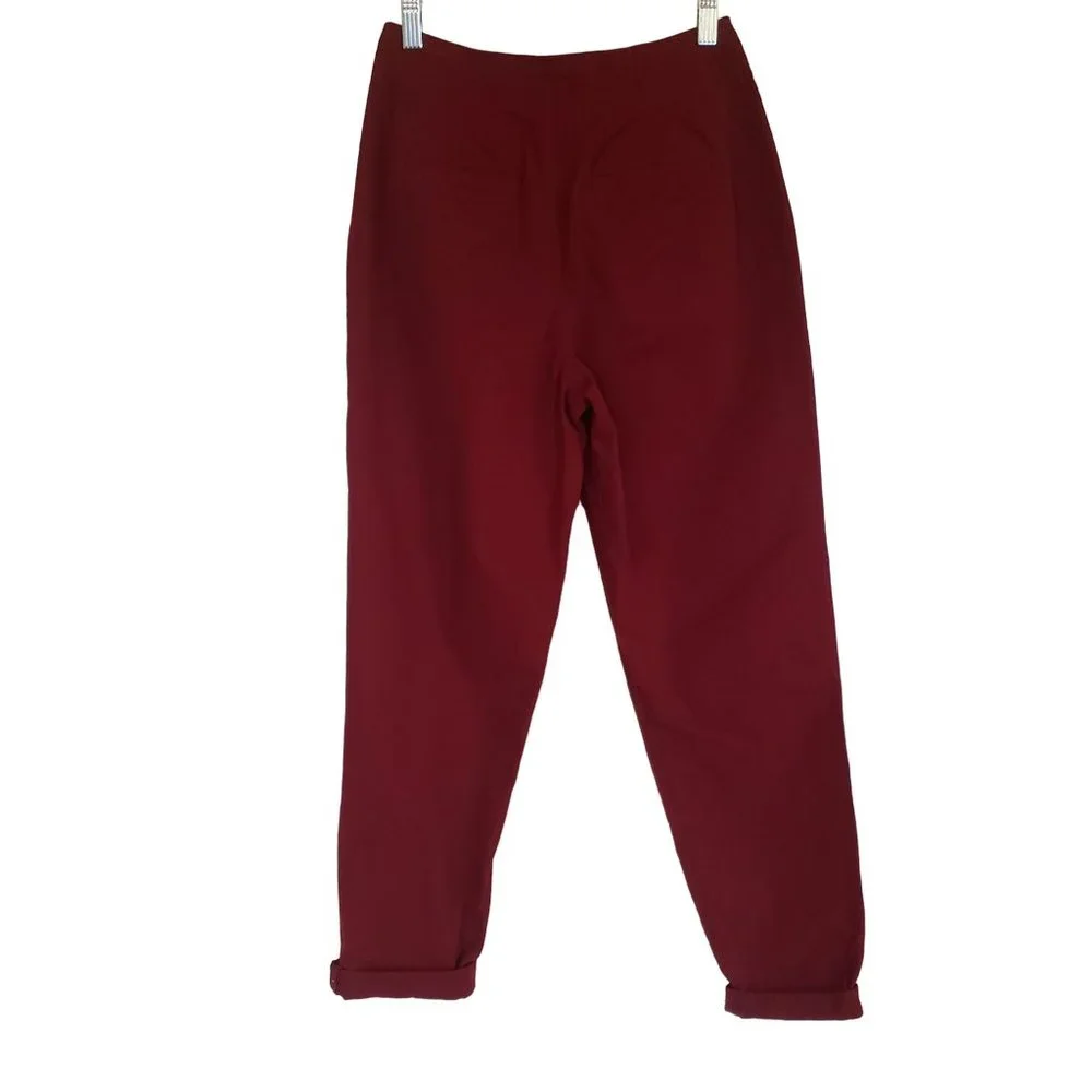 Forever 21 PaperBag Waist pants size Small high waist‎ roll hem deep red
